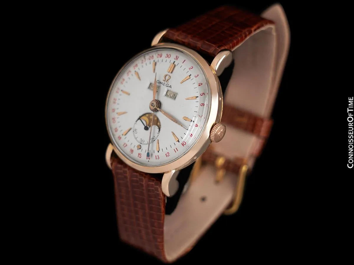 1950 Omega Cosmic Vintage Triple Date, Moon Phase Watch - 18K Rose Gold