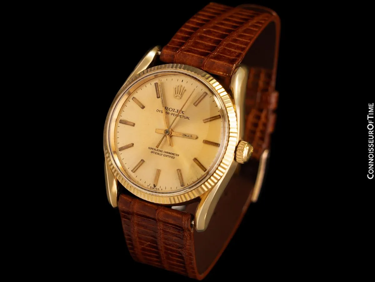 1950's Rolex Oyster Perpetual "Bombe" Vintage Mens Ref. 6593 Watch - 14K Gold