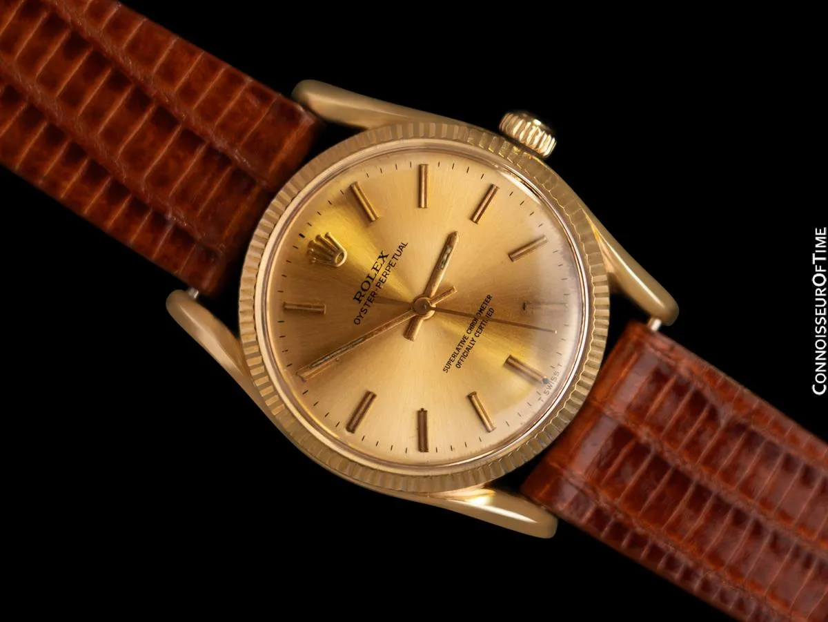 1950's Rolex Oyster Perpetual "Bombe" Vintage Mens Ref. 6593 Watch - 14K Gold