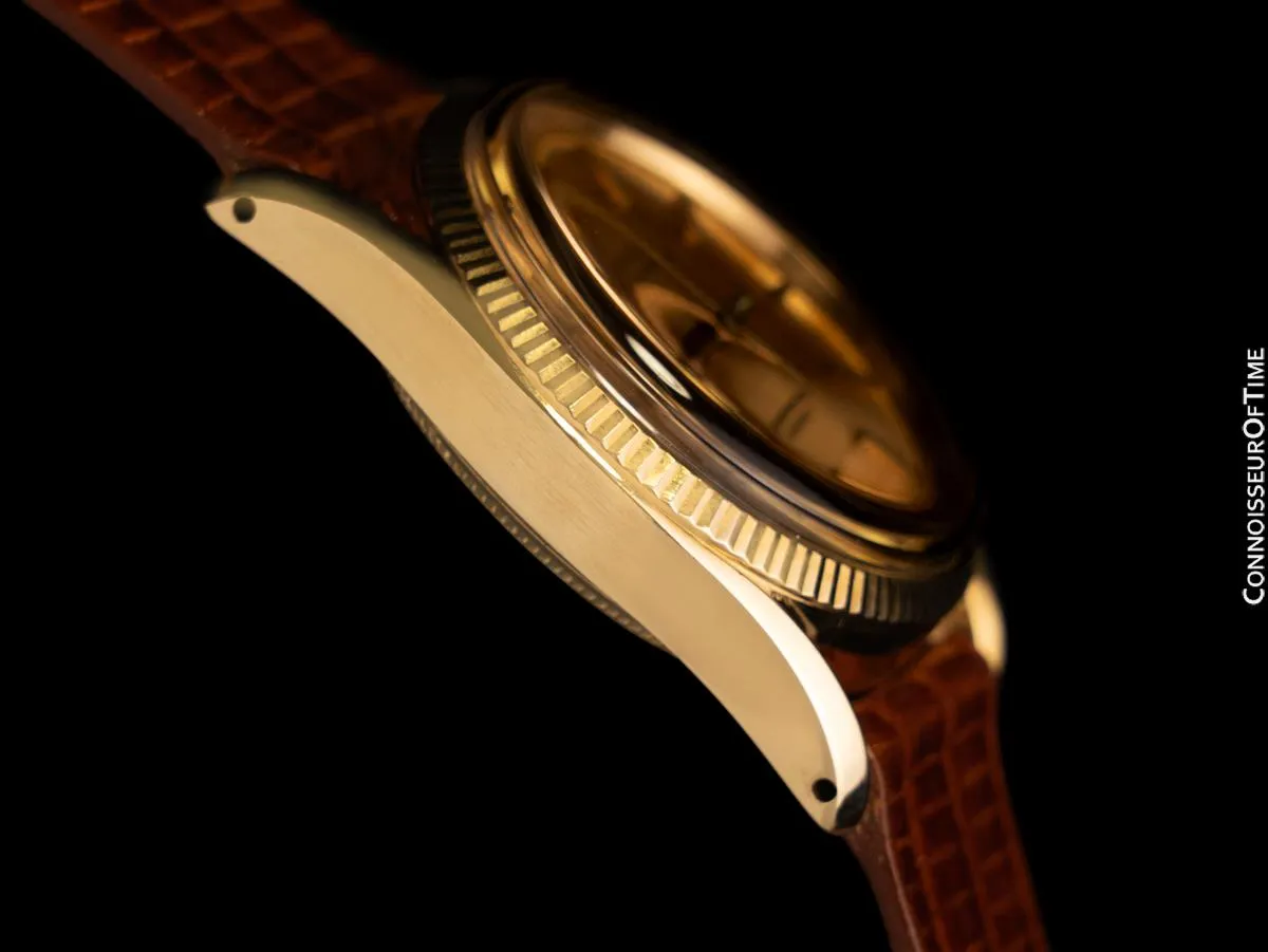 1950's Rolex Oyster Perpetual "Bombe" Vintage Mens Ref. 6593 Watch - 14K Gold