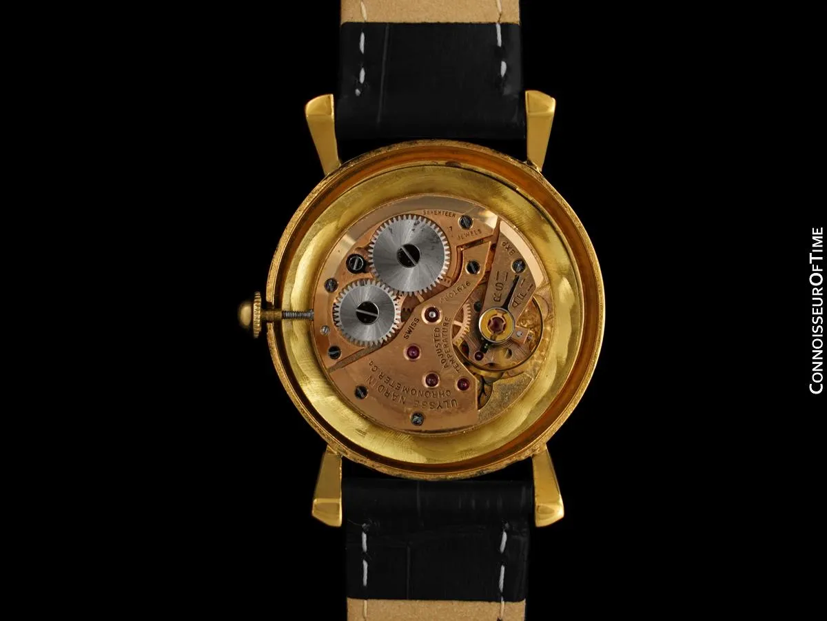 1950's Ulysse Nardin Vintage Chronometer Mens Dress Watch, Beautiful Case - 18K Gold Plated