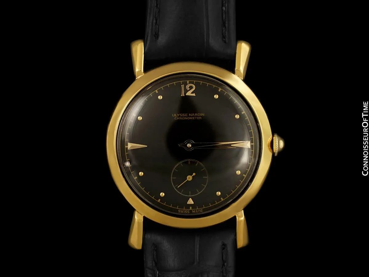 1950's Ulysse Nardin Vintage Chronometer Mens Dress Watch, Beautiful Case - 18K Gold Plated