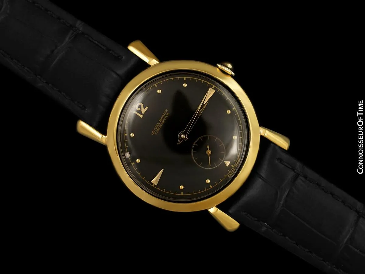 1950's Ulysse Nardin Vintage Chronometer Mens Dress Watch, Beautiful Case - 18K Gold Plated