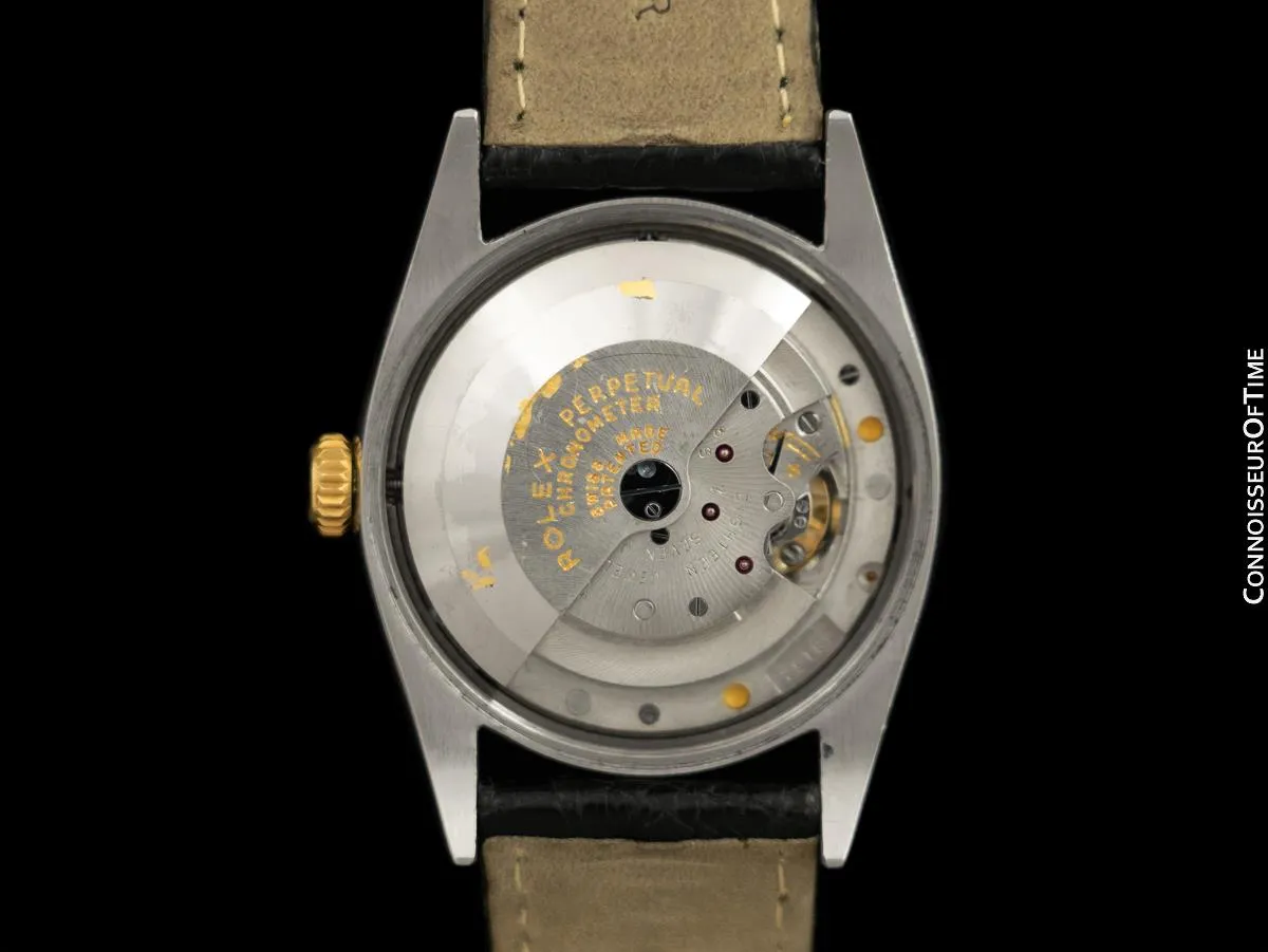 1952 Rolex Datejust Ovettone Vintage Mens "Red Date" Ref. 6105 Watch - Stainless Steel & 18K Gold