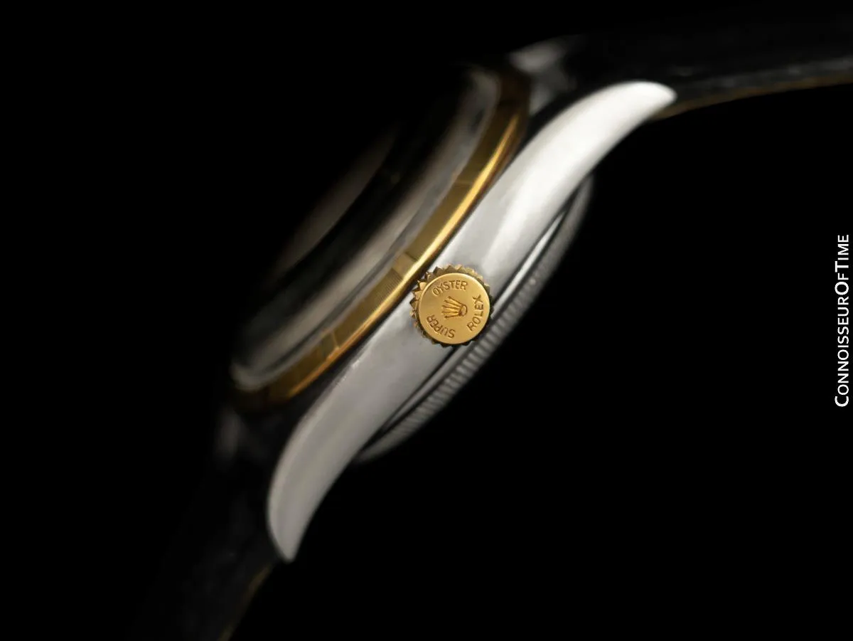 1952 Rolex Datejust Ovettone Vintage Mens "Red Date" Ref. 6105 Watch - Stainless Steel & 18K Gold