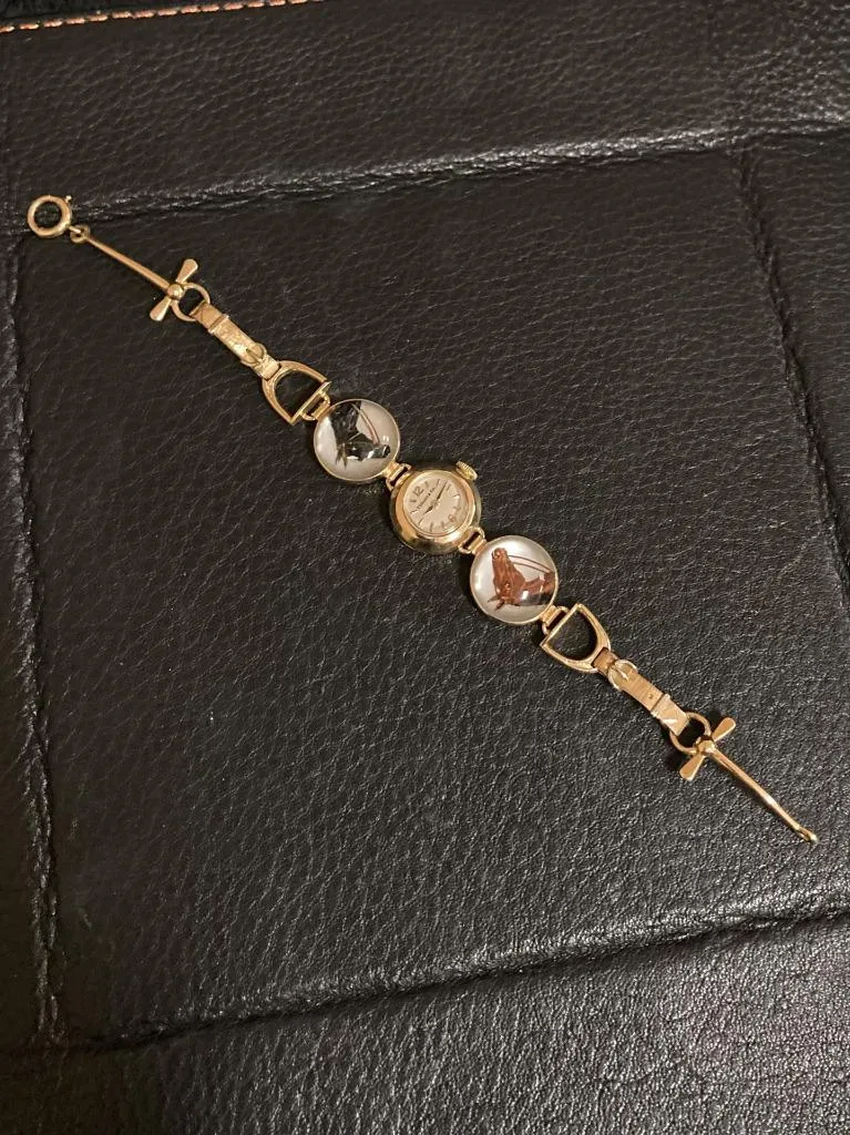 1954 Tiffany & Co. Vintage Ladies Equestrian Horse Watch - 14K Gold, Platinum & Essex Crystal