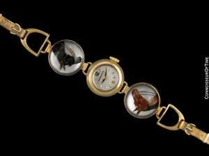1954 Tiffany & Co. Vintage Ladies Equestrian Horse Watch - 14K Gold, Platinum & Essex Crystal