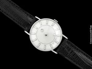 1957 Jaeger-LeCoultre / Vacheron & Constantin Vintage Galaxy Mystery Dial Watch - 14K White Gold & Diamonds