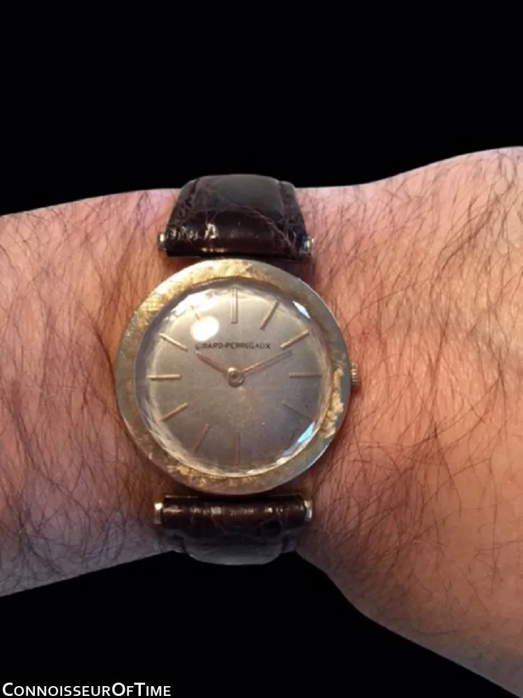 1961 Girard Perregaux Vintage Mens Midsize Modernist Watch - 14K Gold