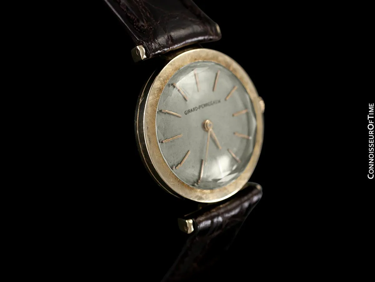 1961 Girard Perregaux Vintage Mens Midsize Modernist Watch - 14K Gold