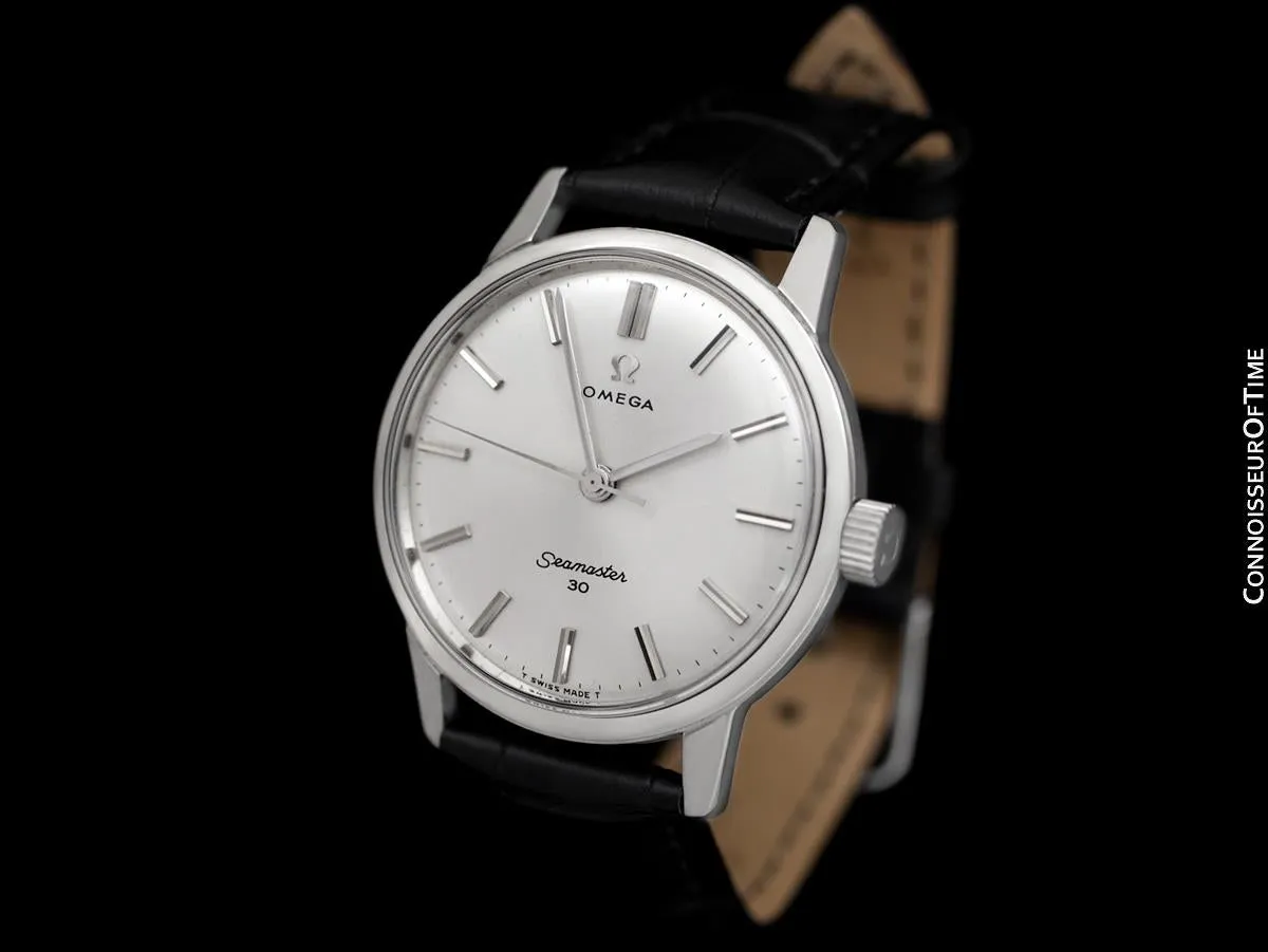 1963 Omega Seamaster 30 Vintage Mens Handwound Watch, Larger 35mm Model - Stainless Steel