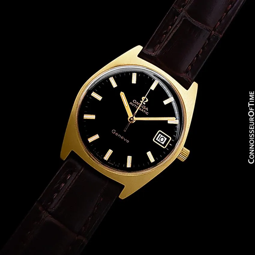 1970 Omega Geneve Vintage Mens Cal. 563 Automatic Watch with Quick-Setting Date - 18K Gold Plated & Stainless Steel