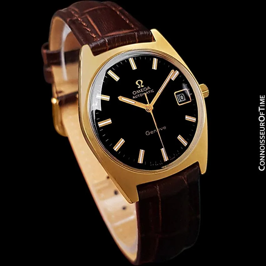 1970 Omega Geneve Vintage Mens Cal. 563 Automatic Watch with Quick-Setting Date - 18K Gold Plated & Stainless Steel