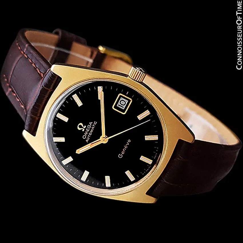 1970 Omega Geneve Vintage Mens Cal. 563 Automatic Watch with Quick-Setting Date - 18K Gold Plated & Stainless Steel