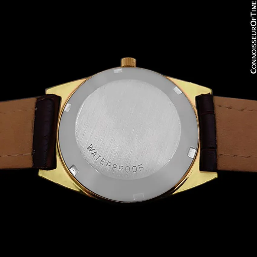 1970 Omega Geneve Vintage Mens Cal. 563 Automatic Watch with Quick-Setting Date - 18K Gold Plated & Stainless Steel