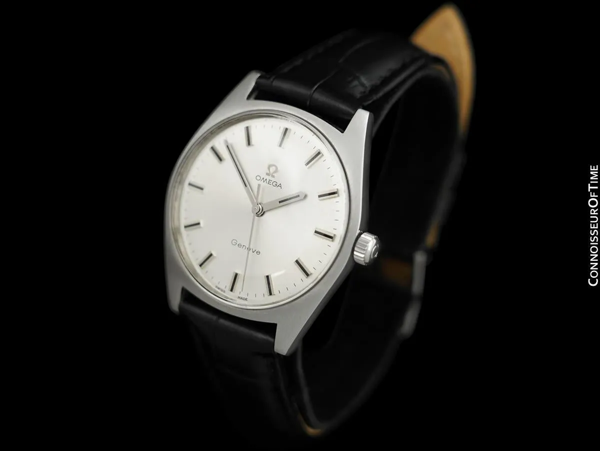 1970 Omega Geneve Vintage Mens Waterproof Style Dress Watch - Stainless Steel