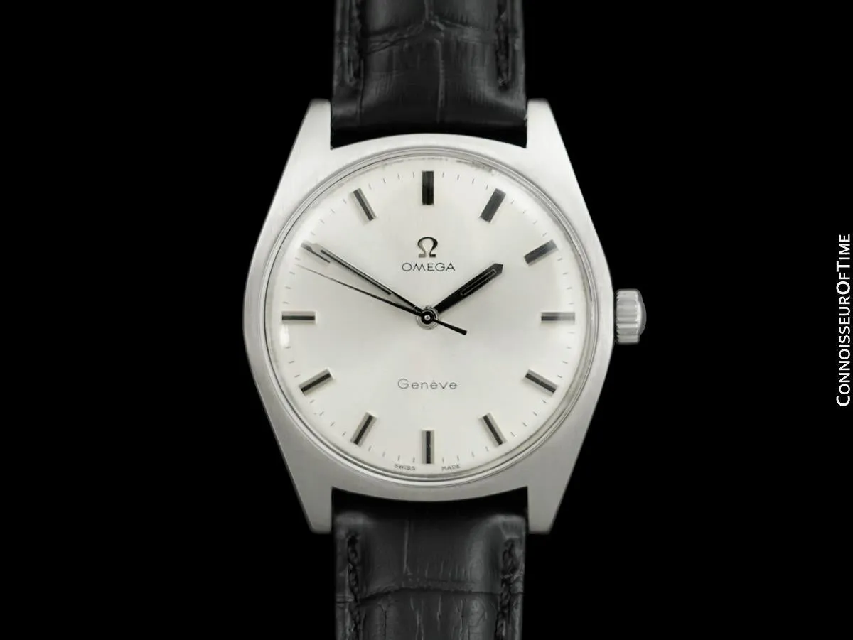 1970 Omega Geneve Vintage Mens Waterproof Style Dress Watch - Stainless Steel