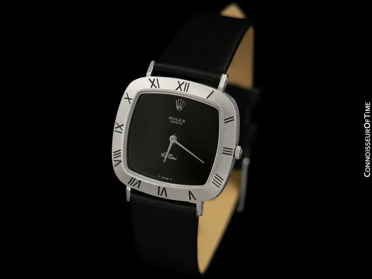 1970 Rolex Cellini Vintage Mens Midsize Handwound TV Watch, Ref. 3830 - 18K White Gold