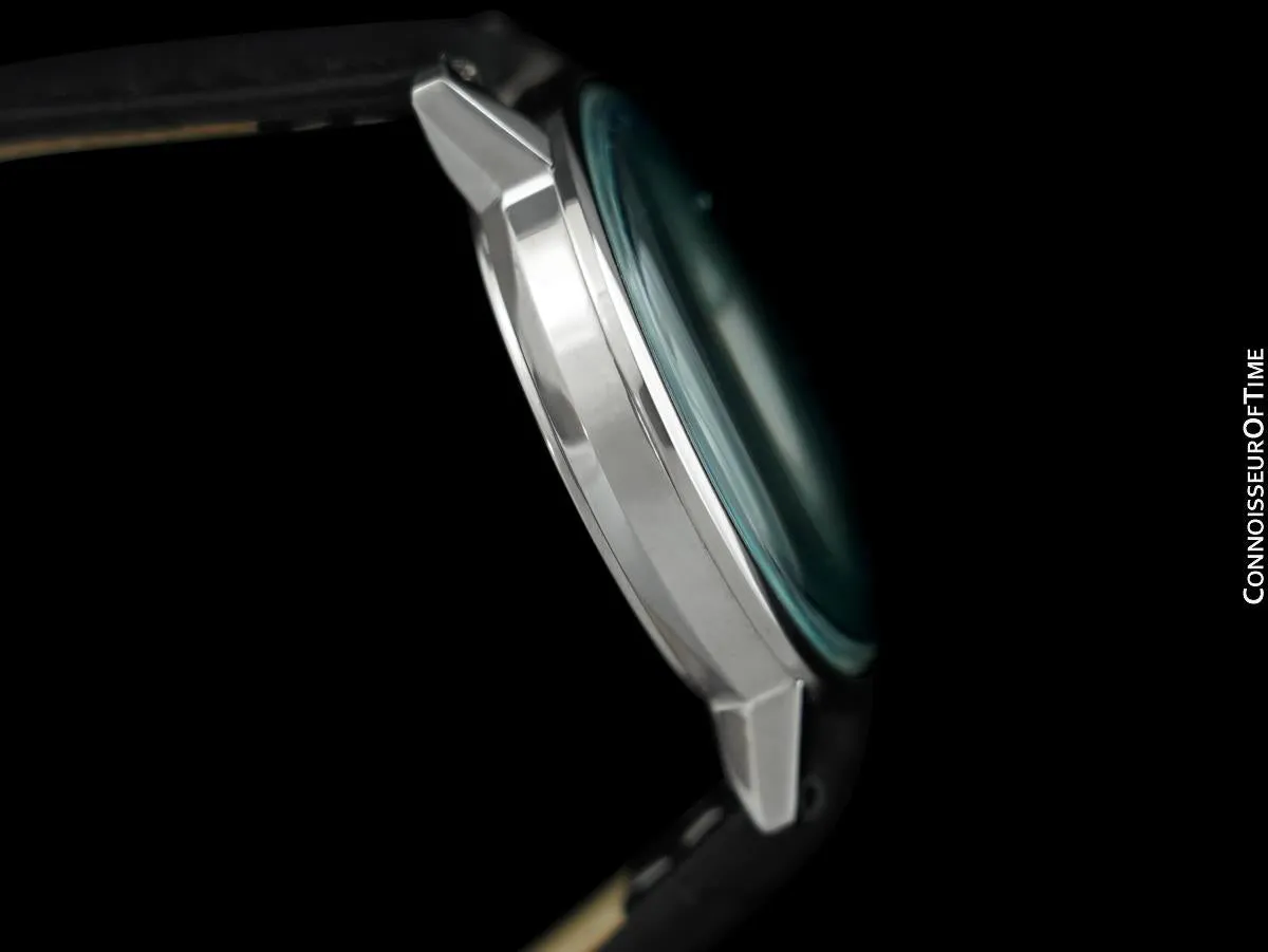 1970's Omega De Ville Vintage Mens Full Size Automatic Watch with Date and Tiffany Blue Dial - Stainless Steel