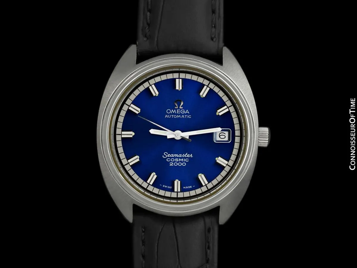 1970's Omega Seamaster Cosmic 2000 Vintage Large Retro Mens Dive Watch, Date - Stainless Steel