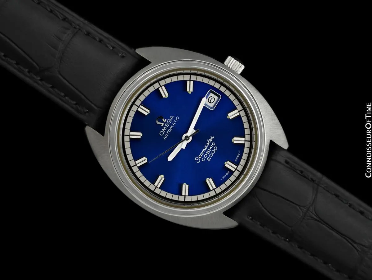 1970's Omega Seamaster Cosmic 2000 Vintage Large Retro Mens Dive Watch, Date - Stainless Steel