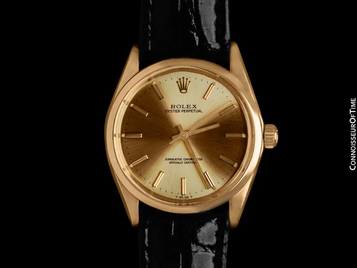 1972 Rolex Oyster Perpetual Vintage Mens Watch, Ref. 1002 - 14K Gold
