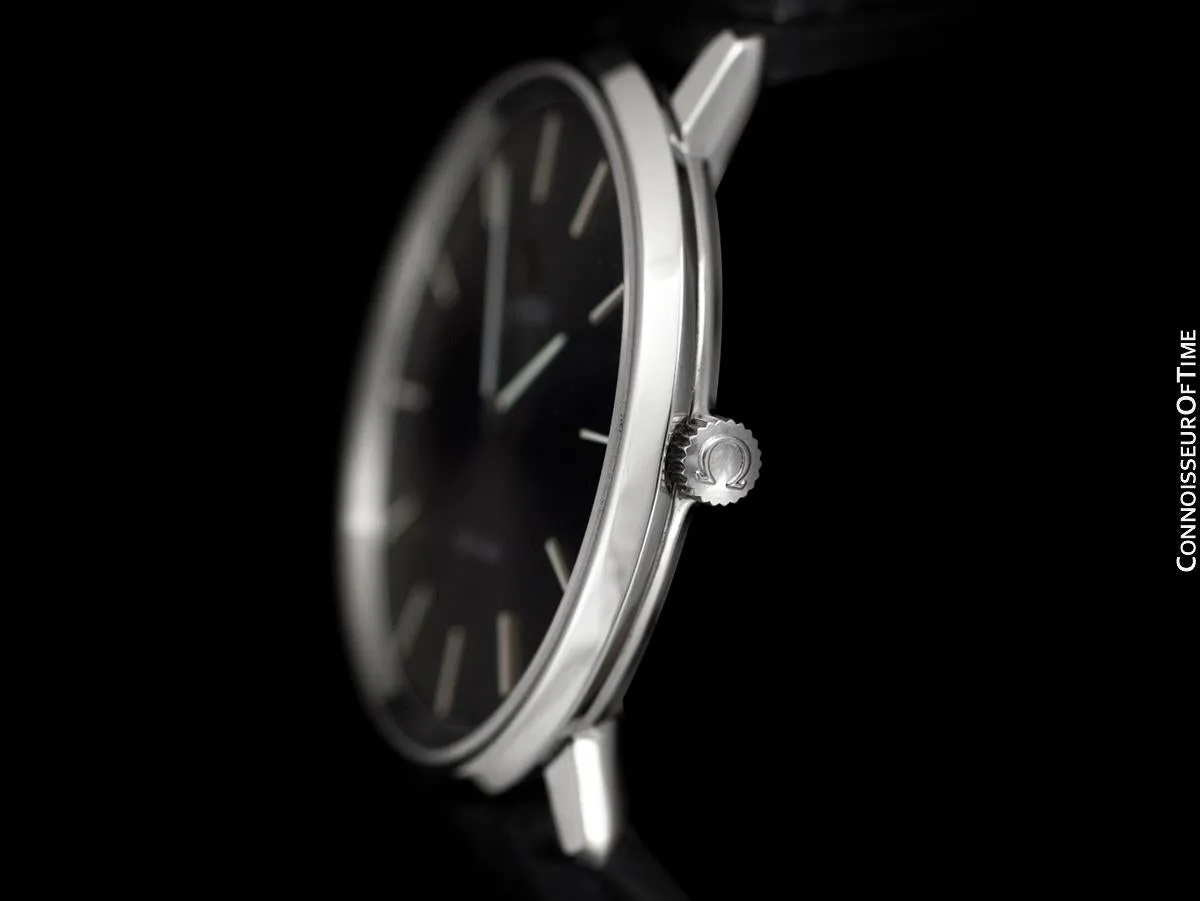 1973 Omega De Ville Vintage Mens Handwound Black Dial Dress Watch - Stainless Steel