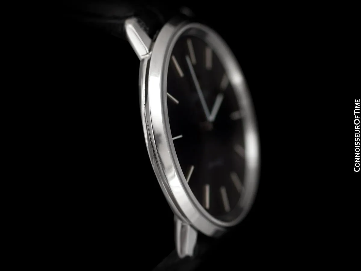 1973 Omega De Ville Vintage Mens Handwound Black Dial Dress Watch - Stainless Steel