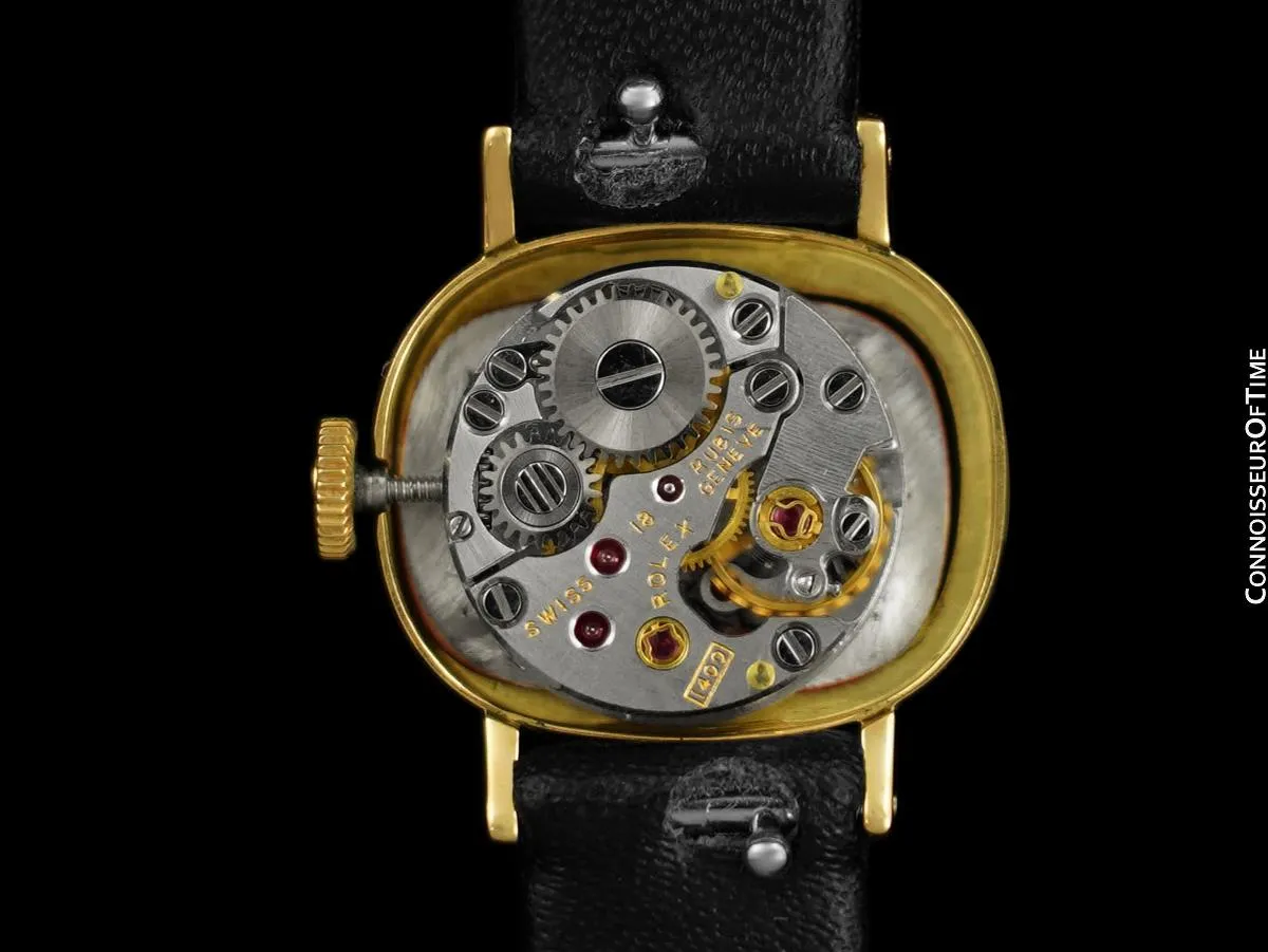 1973 Rolex Precision Pre-Cellini Vintage Ladies Watch with Red Vignette Dial - 18K Gold
