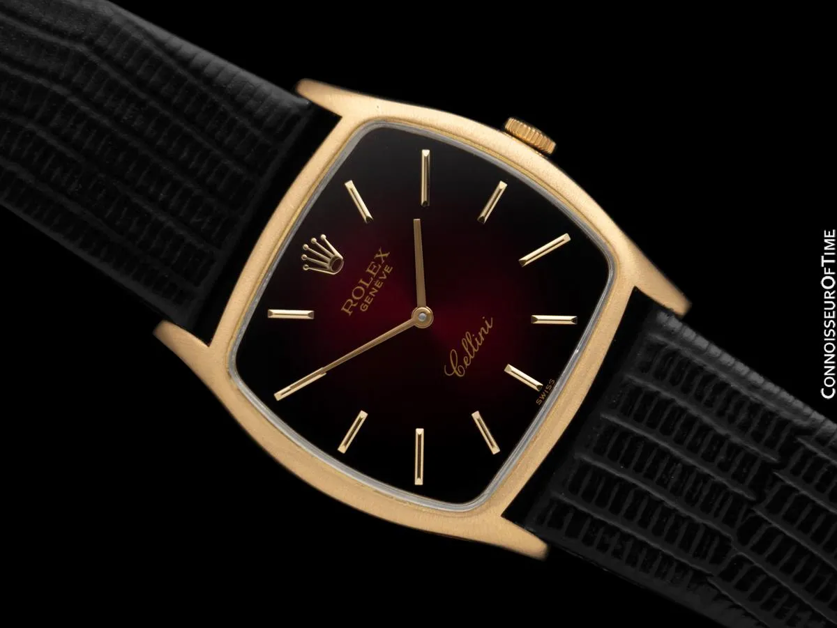 1974 Rolex Cellini Vintage Mens Handwound TV Shaped Dress Watch, Ref. 3805 - 18K Gold