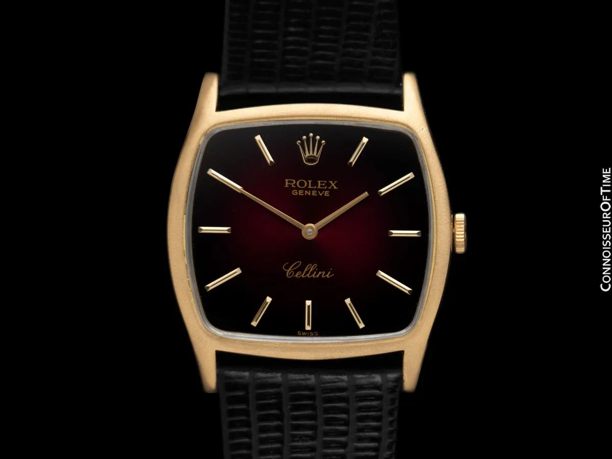 1974 Rolex Cellini Vintage Mens Handwound TV Shaped Dress Watch, Ref. 3805 - 18K Gold