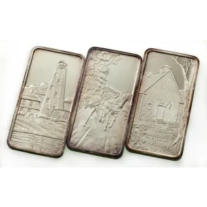 1975 Hamilton Mint America The Beautiful 1oz Silver Art Bars Lot of 3 Bars