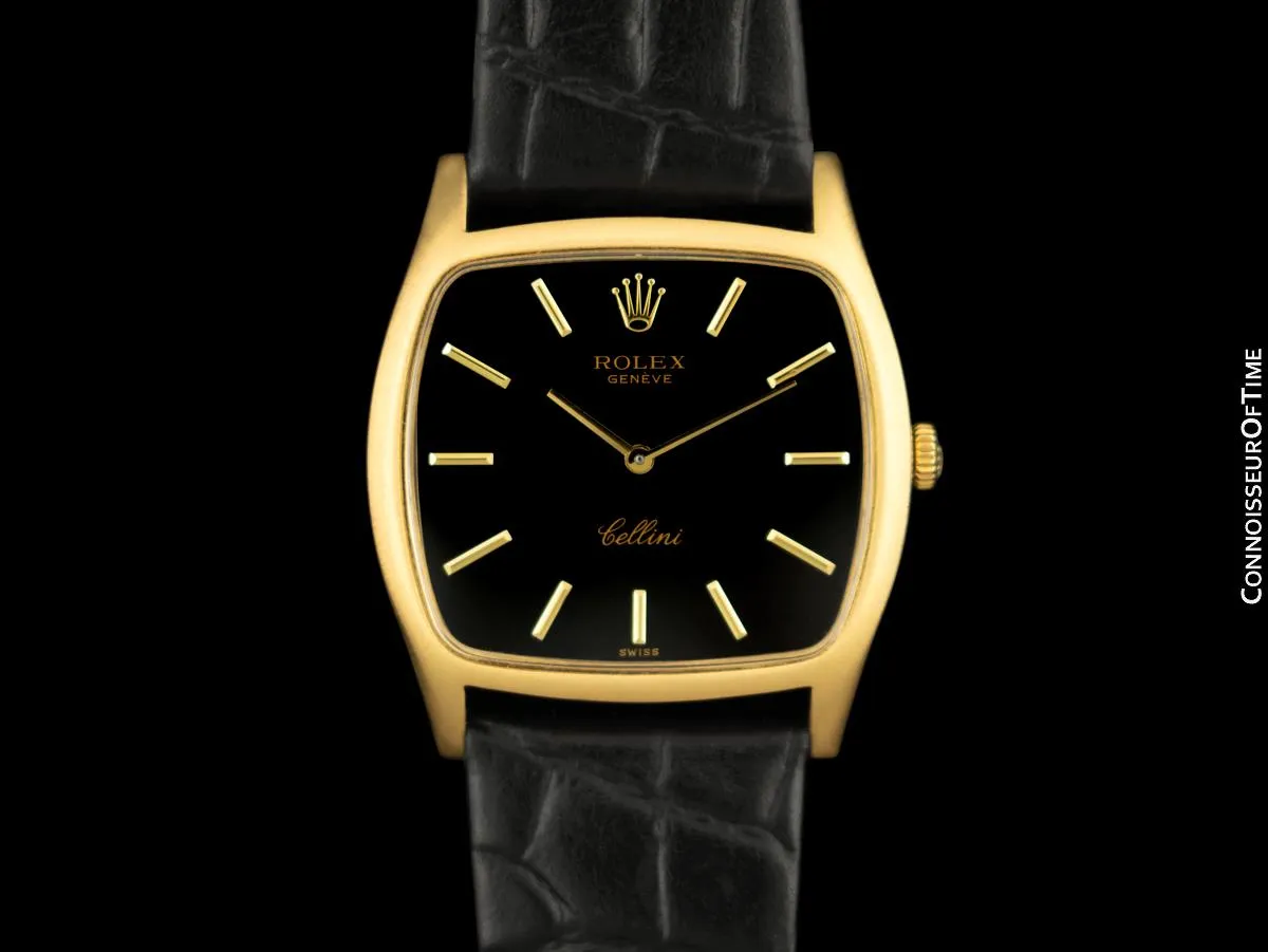 1976 Rolex Cellini Vintage Mens Handwound TV Shaped Dress Watch, Ref. 3805 - 18K Gold