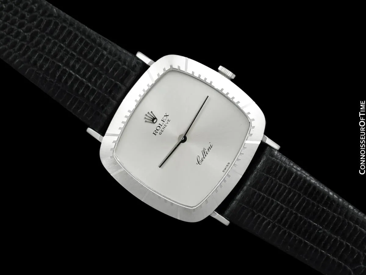 1976 Rolex Cellini Vintage Mens Midsize Handwound TV Watch, Ref. 4084 - 18K White Gold