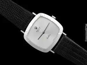 1976 Rolex Cellini Vintage Mens Midsize Handwound TV Watch, Ref. 4084 - 18K White Gold