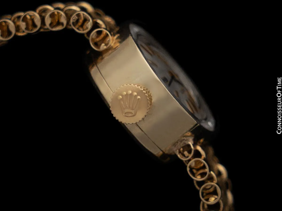 1980's Rolex Vintage Ladies Handwound Bracelet Watch with Box - 14K Gold