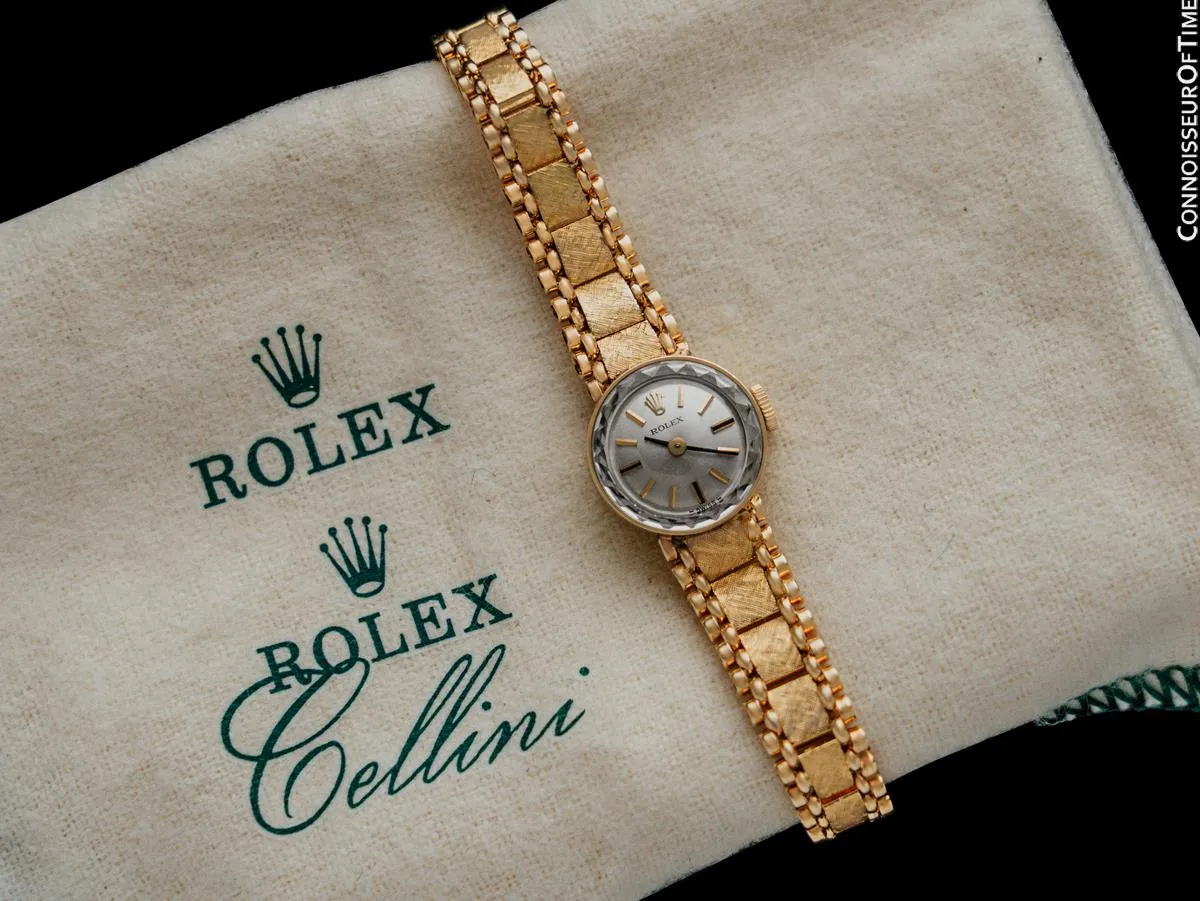 1980's Rolex Vintage Ladies Handwound Bracelet Watch with Box - 14K Gold