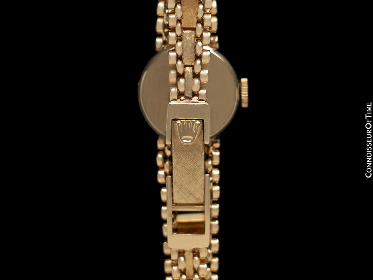 1980's Rolex Vintage Ladies Handwound Bracelet Watch with Box - 14K Gold