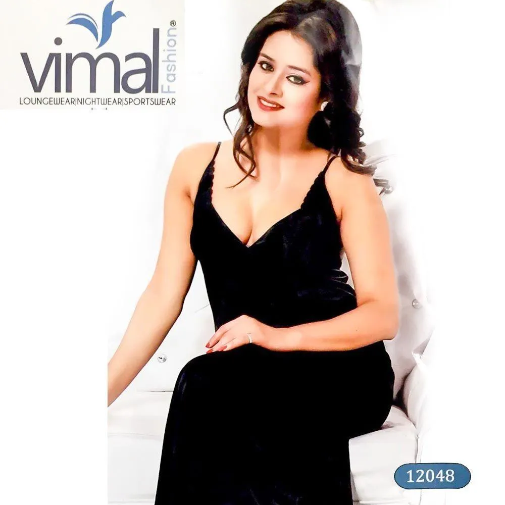 2 Pcs Honeymoon Nighty Set - V12048 - Satin Silk Nighty by Vimal Fashion
