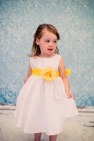219 Poly Silk Organza Sash Classic Baby Dress (White Dress)