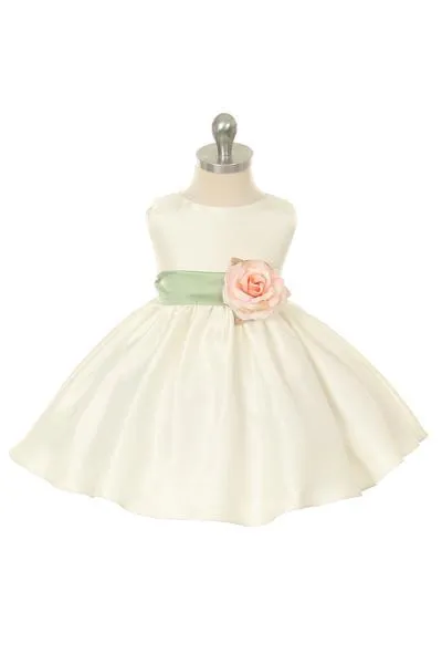 219 Poly Silk Organza Sash Classic Baby Dress (White Dress)