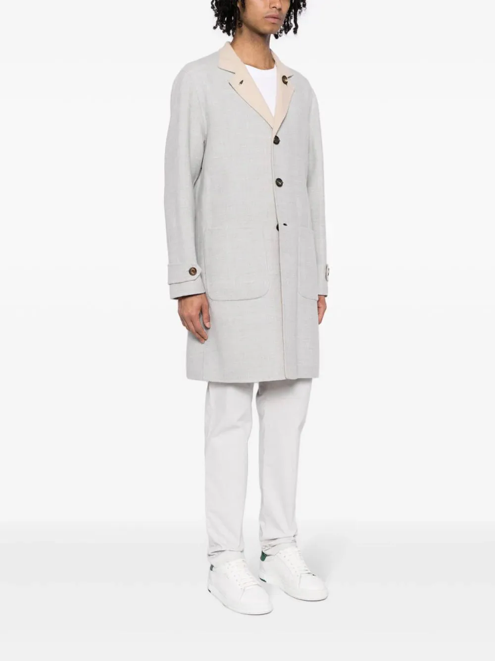$2,678 ELEVENTY - Single-Breasted Reversible Cotton Coat- 40 (50EU)