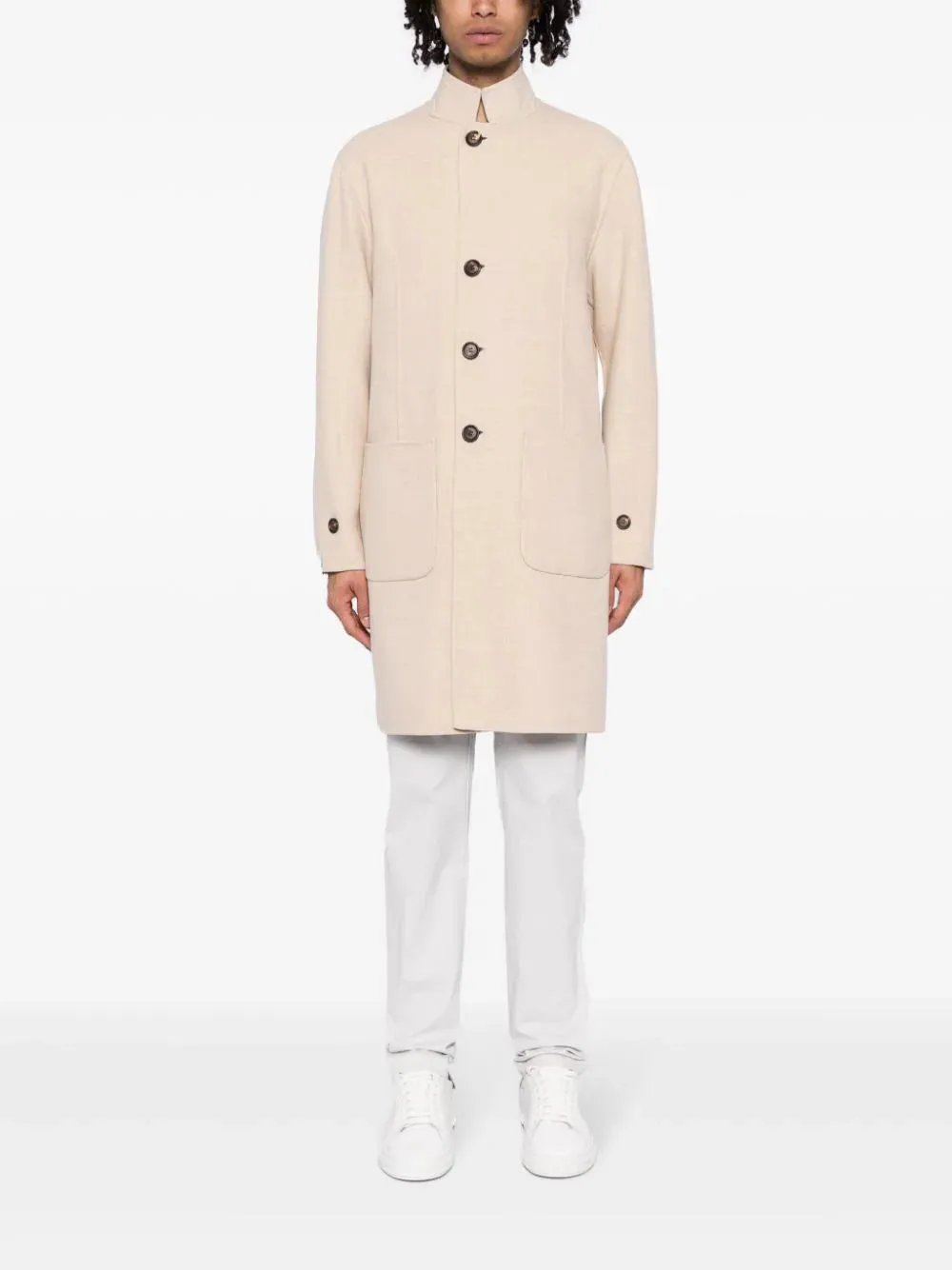 $2,678 ELEVENTY - Single-Breasted Reversible Cotton Coat- 40 (50EU)