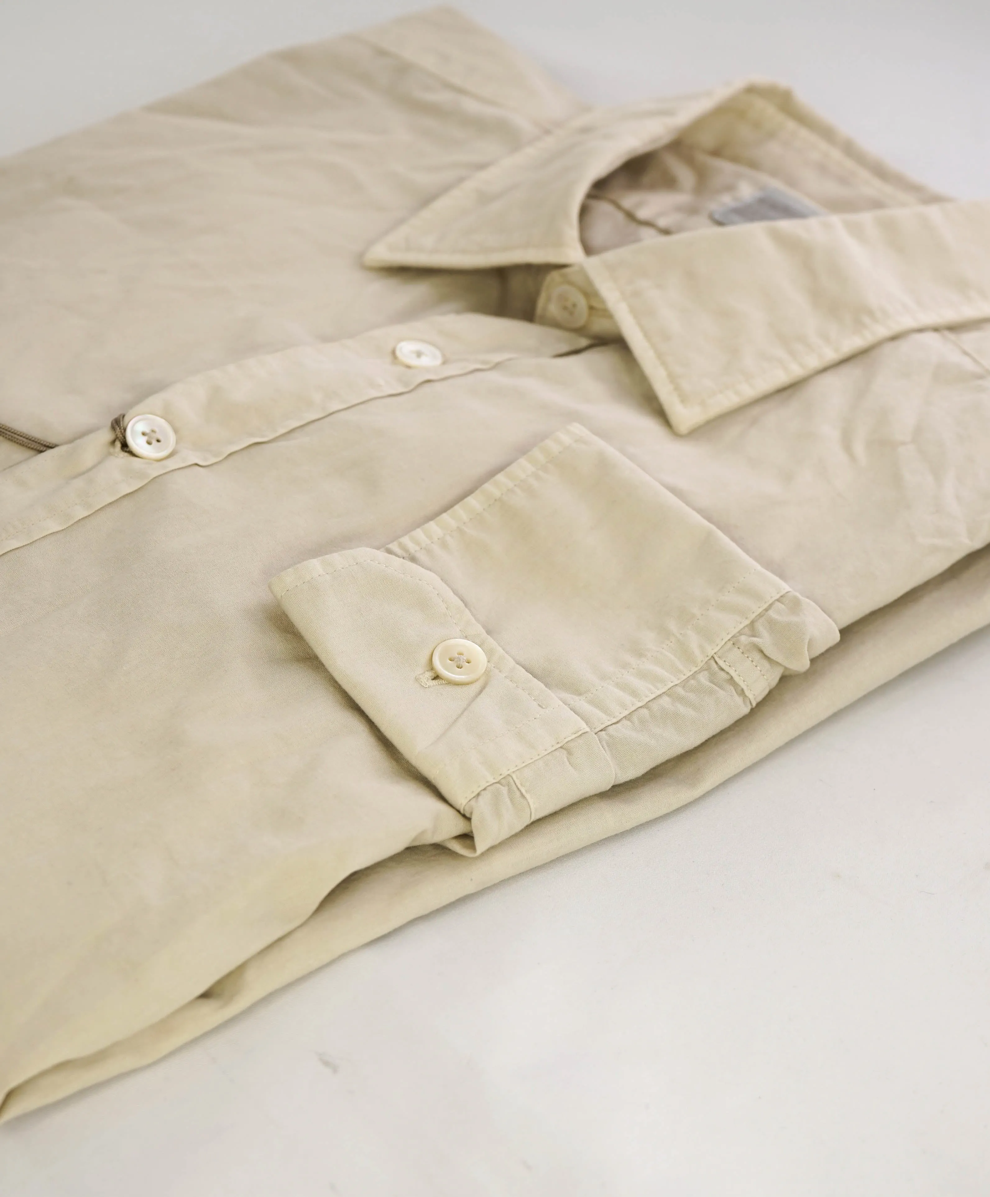 $395 ELEVENTY - Beige Cotton Safari Style Shirt - M