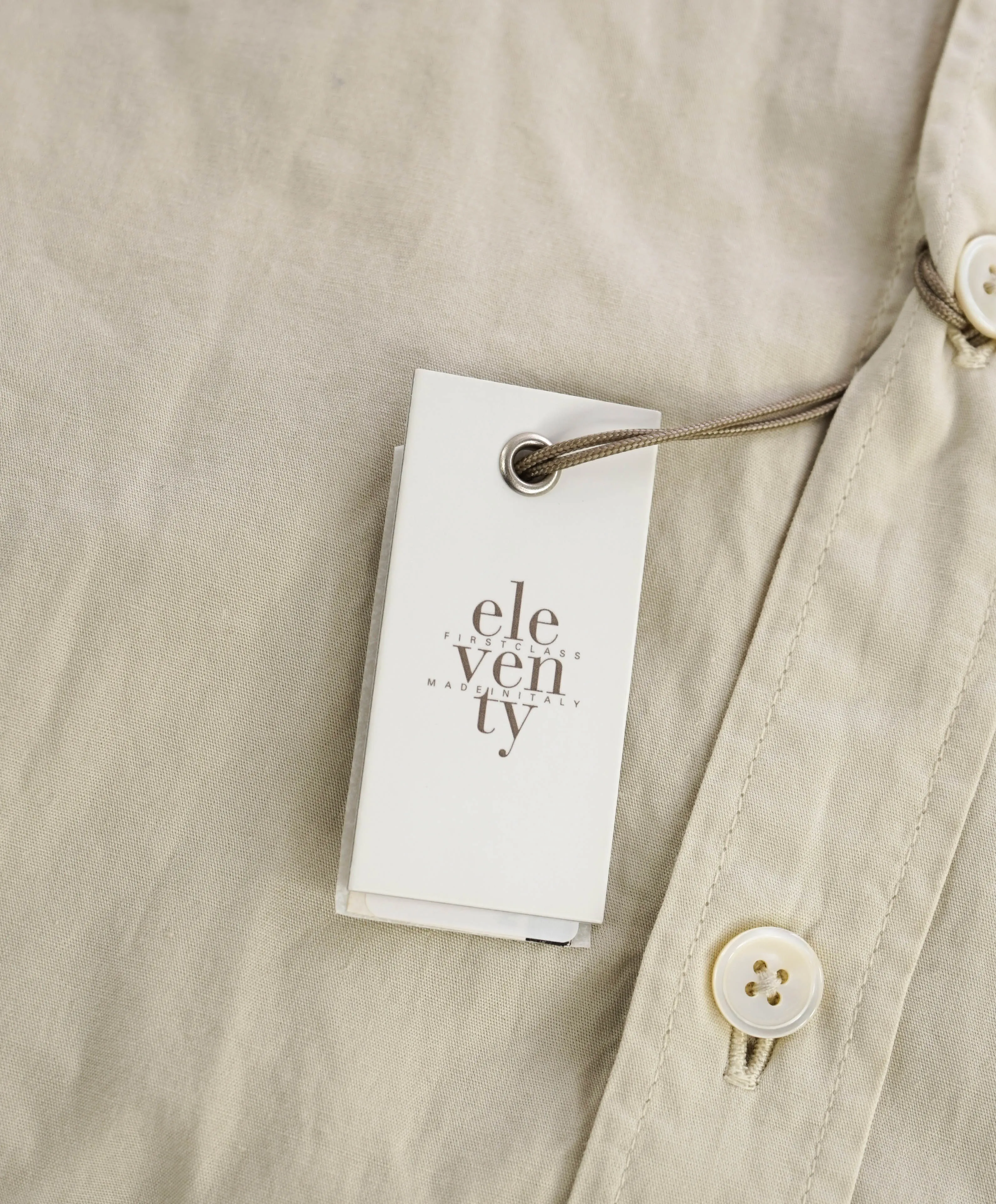 $395 ELEVENTY - Beige Cotton Safari Style Shirt - M