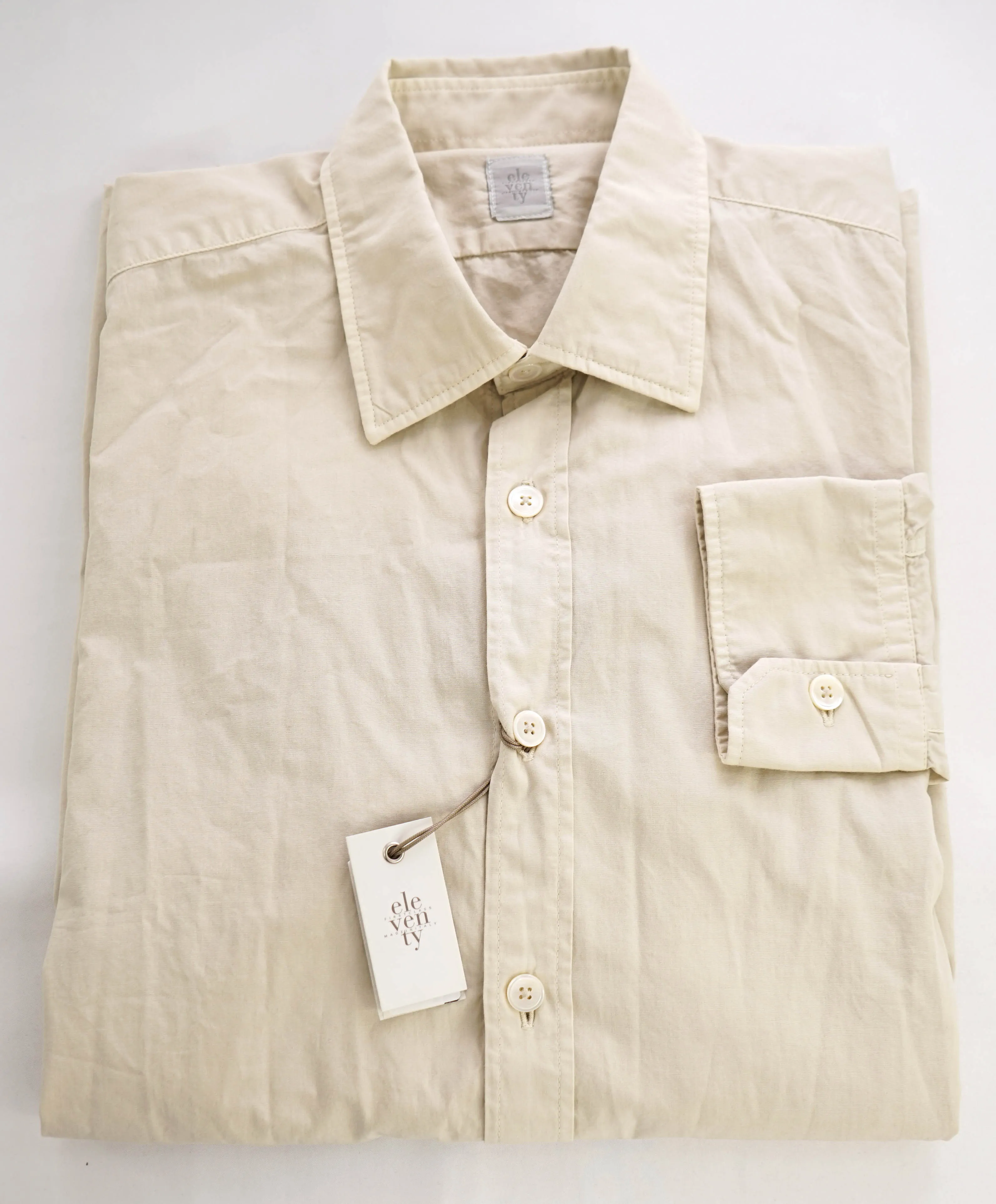 $395 ELEVENTY - Beige Cotton Safari Style Shirt - M
