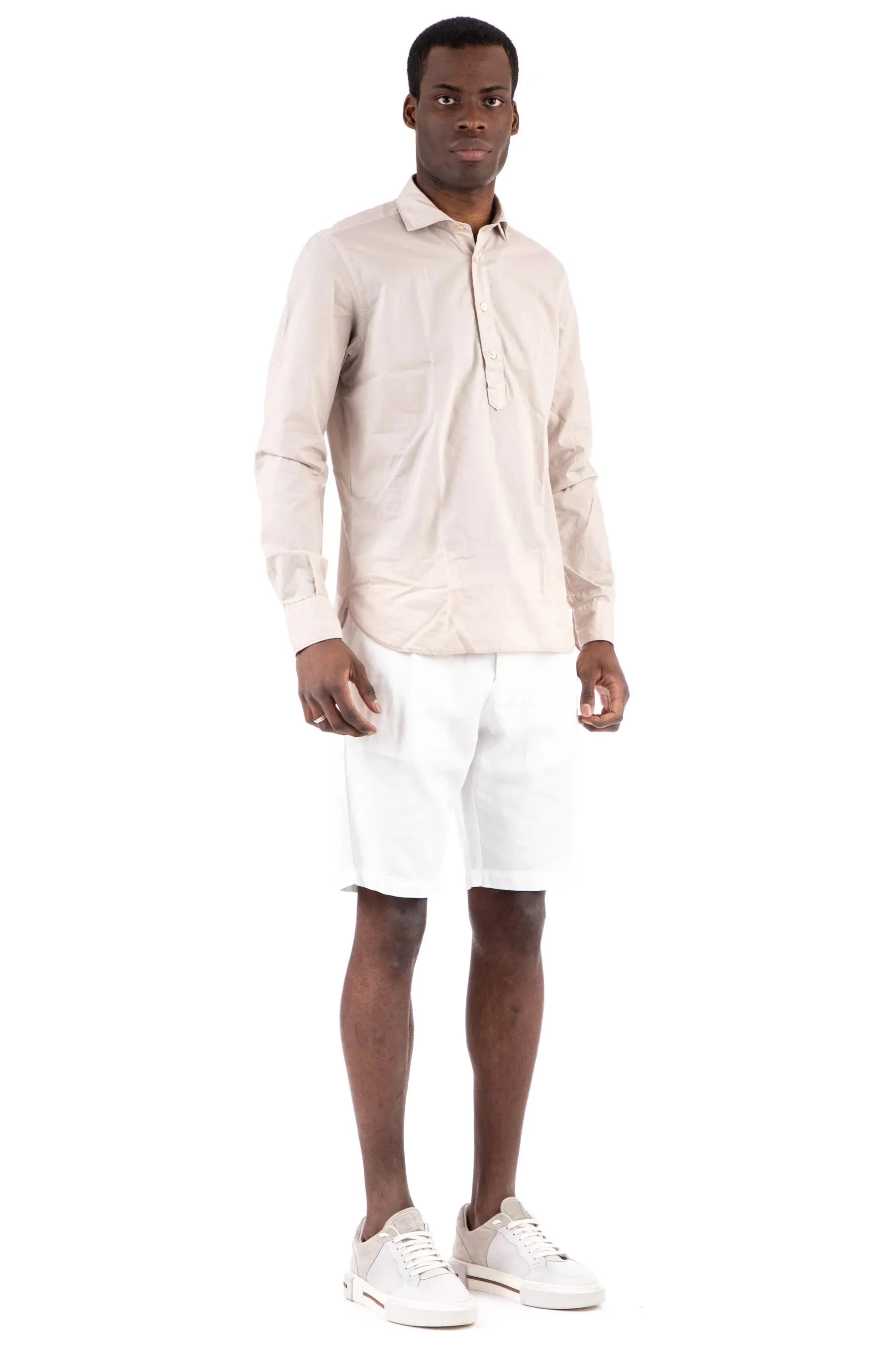 $395 ELEVENTY -Neutral *POPOVER* Wide Spread Button Dress Shirt - XXL (43)