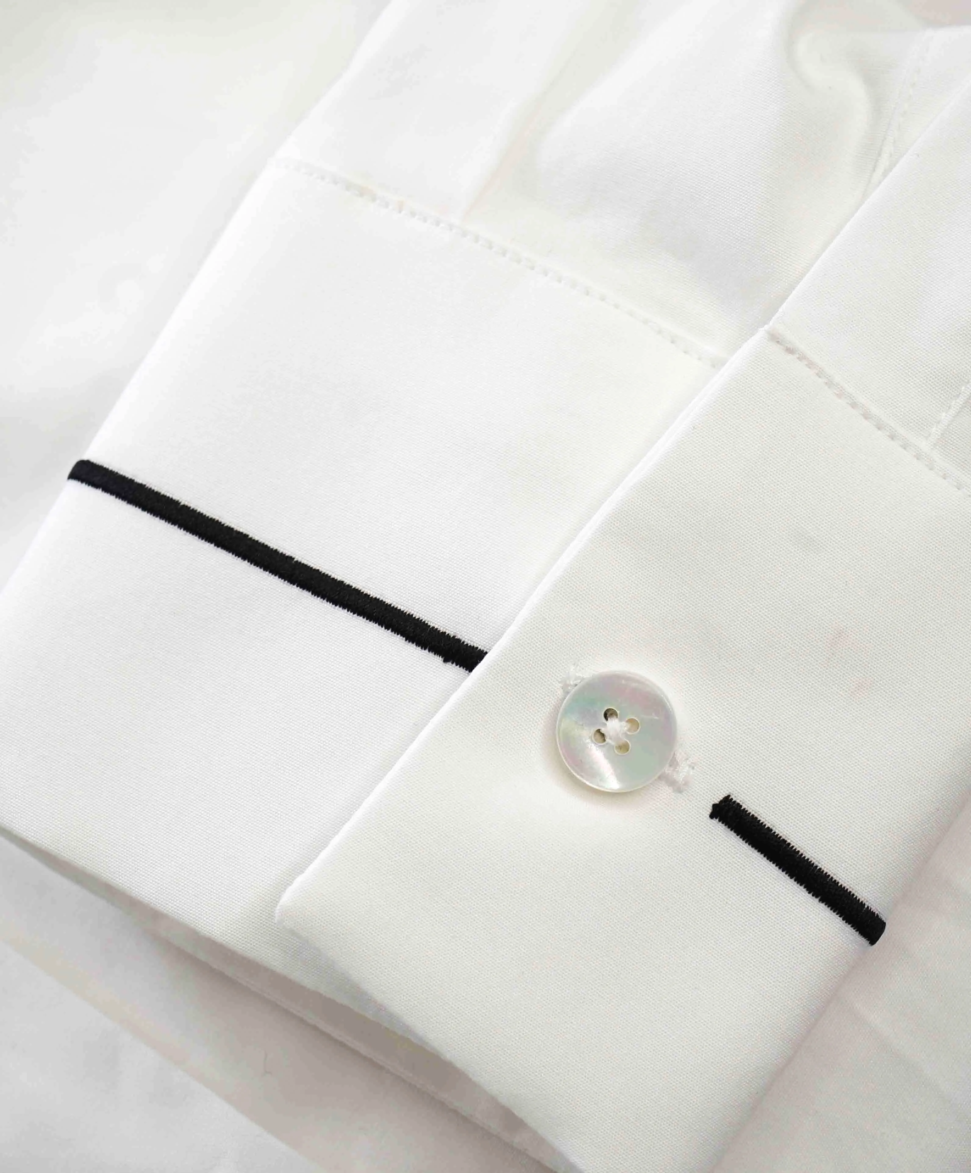 $395 ELEVENTY - TIPPED White Button Down Long Sleeve Shirt Cotton - Multiple Sizes