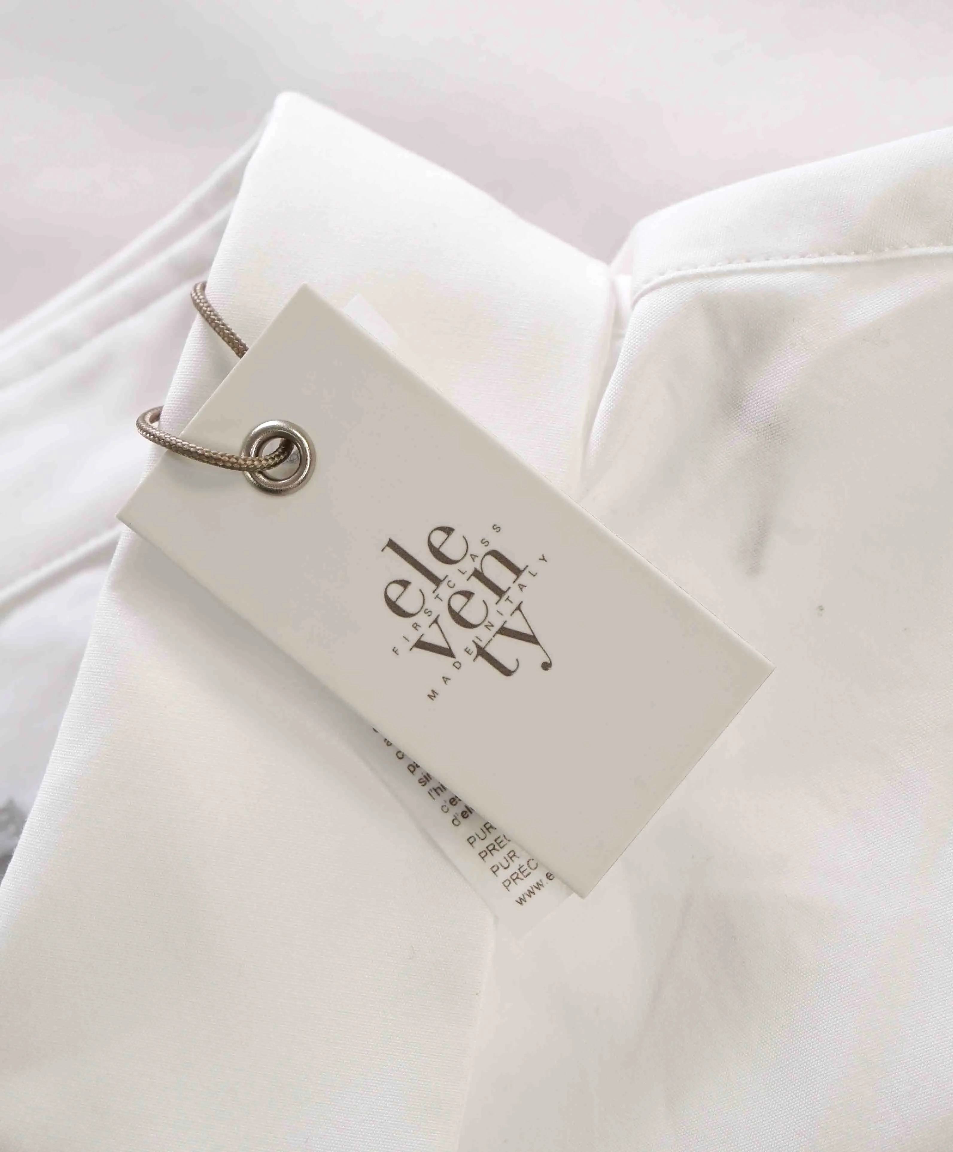 $395 ELEVENTY - TIPPED White Button Down Long Sleeve Shirt Cotton - Multiple Sizes