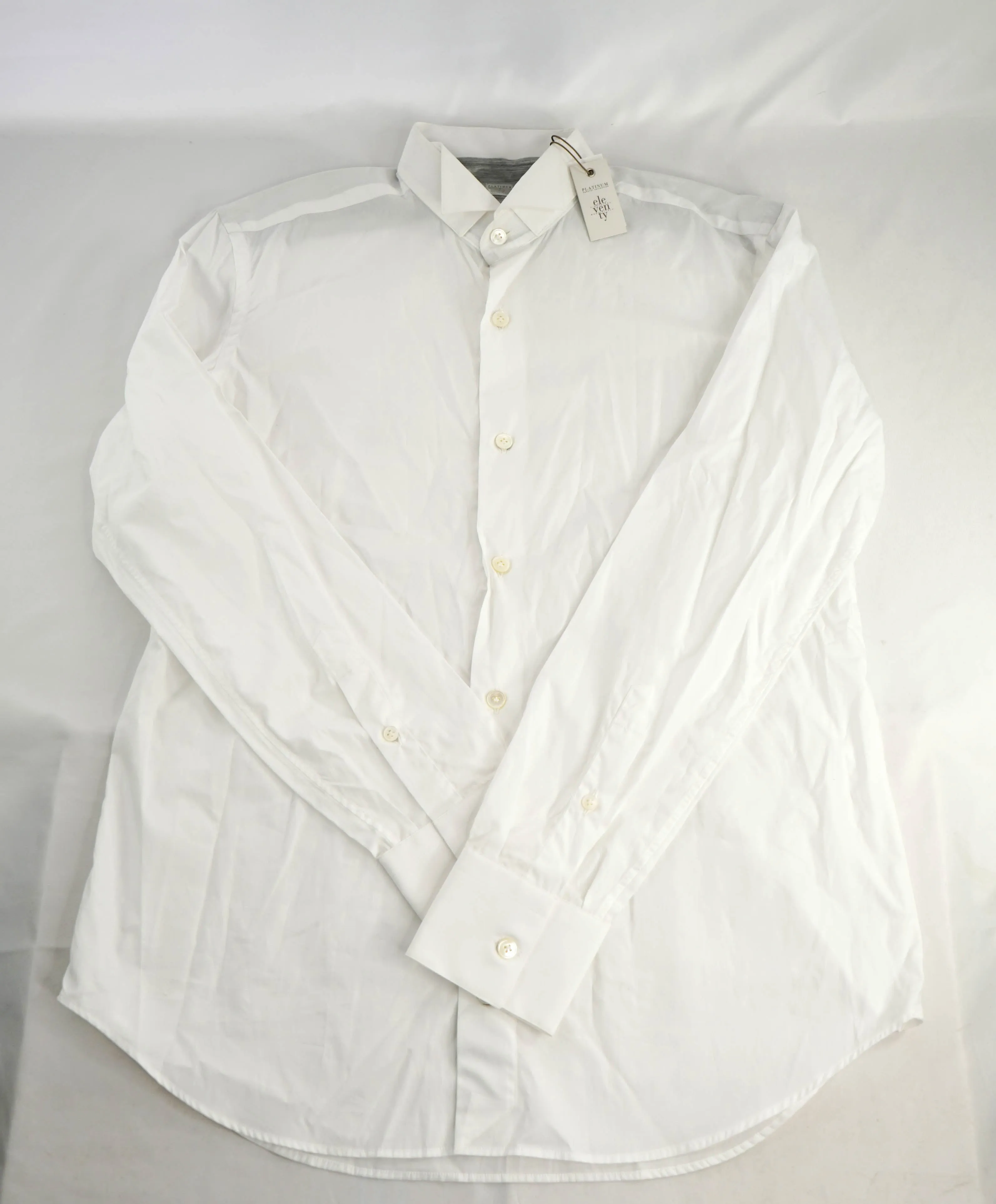 $395 ELEVENTY - White Wing Collar Button Down Shirt - M